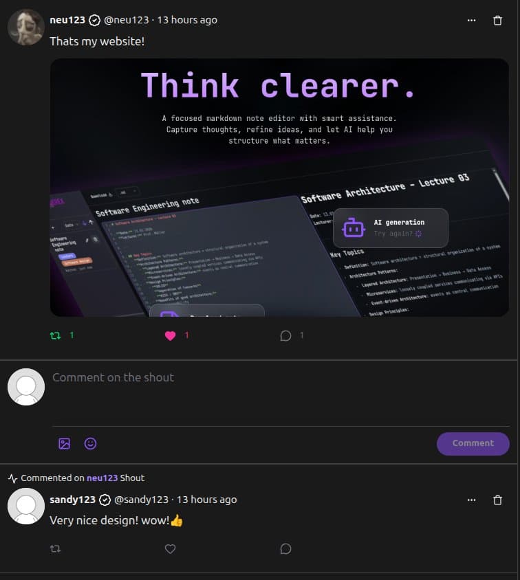 Like and Comment Feature